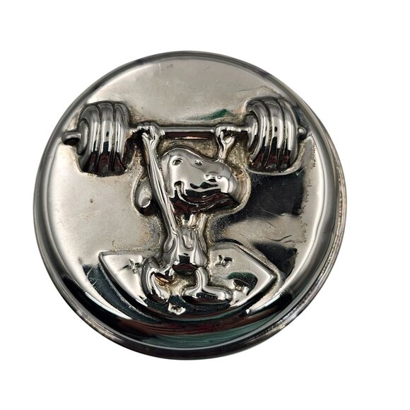 Vintage Godinger Peanuts Snoopy Weight Lifting Silver Plated Baby Rattle No Box - Picture 2 of 11